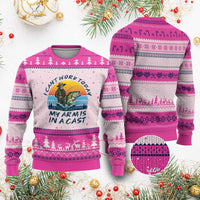 Funny Skeleton Camo Fishing Ugly Christmas Sweater I Can Not Work Today My Arm Is In A Cast - Wonder Print Shop