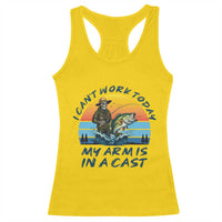 Funny Skeleton Camo Fishing Racerback Tank Top I Can Not Work Today My Arm Is In A Cast - Wonder Print Shop