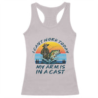 Funny Skeleton Camo Fishing Racerback Tank Top I Can Not Work Today My Arm Is In A Cast - Wonder Print Shop