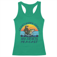 Funny Skeleton Camo Fishing Racerback Tank Top I Can Not Work Today My Arm Is In A Cast - Wonder Print Shop