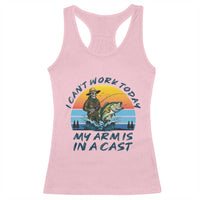 Funny Skeleton Camo Fishing Racerback Tank Top I Can Not Work Today My Arm Is In A Cast - Wonder Print Shop