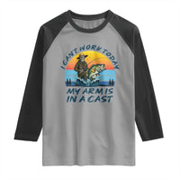 Funny Skeleton Camo Fishing Raglan Shirt I Can Not Work Today My Arm Is In A Cast - Wonder Print Shop