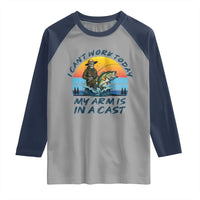 Funny Skeleton Camo Fishing Raglan Shirt I Can Not Work Today My Arm Is In A Cast - Wonder Print Shop