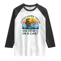 Funny Skeleton Camo Fishing Raglan Shirt I Can Not Work Today My Arm Is In A Cast - Wonder Print Shop