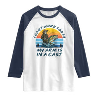 Funny Skeleton Camo Fishing Raglan Shirt I Can Not Work Today My Arm Is In A Cast - Wonder Print Shop