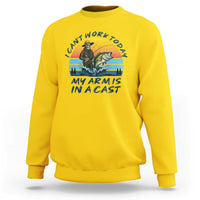 Funny Skeleton Camo Fishing Sweatshirt I Can Not Work Today My Arm Is In A Cast - Wonder Print Shop