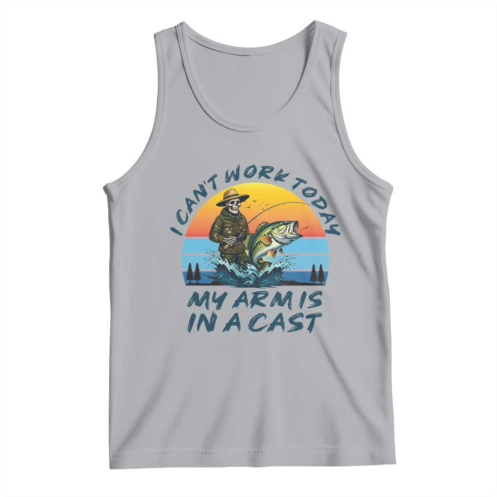 Funny Skeleton Camo Fishing Tank Top I Can Not Work Today My Arm Is In A Cast - Wonder Print Shop