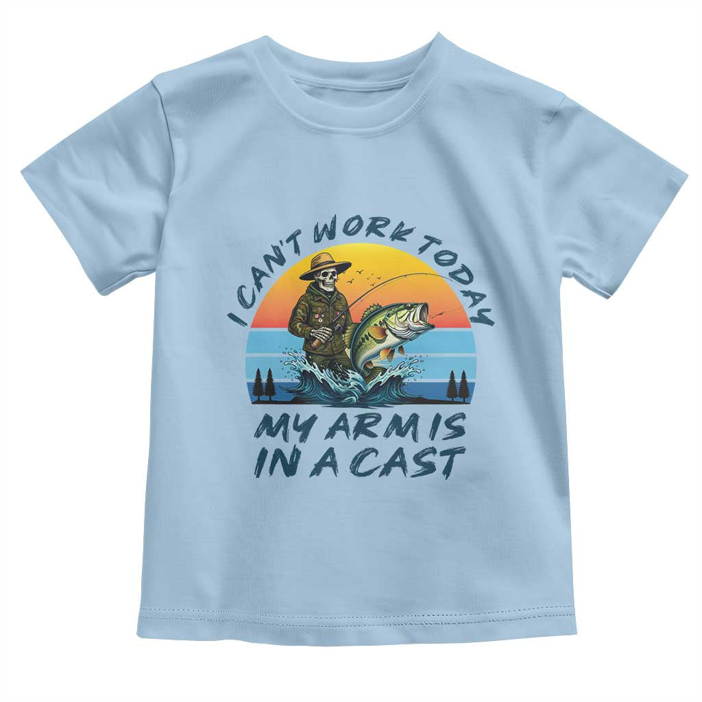 Funny Skeleton Camo Fishing Toddler T Shirt I Can Not Work Today My Arm Is In A Cast - Wonder Print Shop