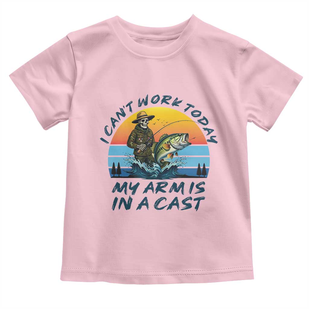 Funny Skeleton Camo Fishing Toddler T Shirt I Can Not Work Today My Arm Is In A Cast - Wonder Print Shop