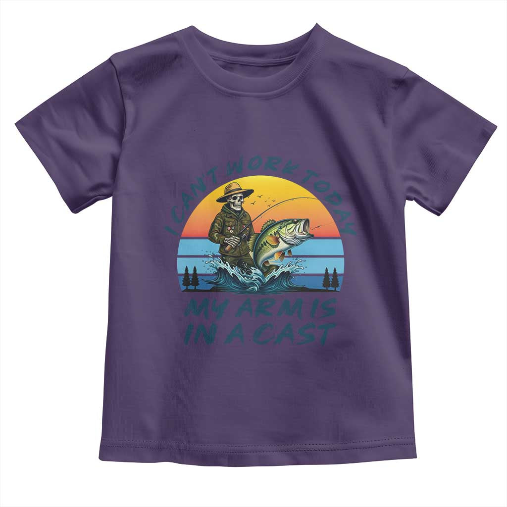 Funny Skeleton Camo Fishing Toddler T Shirt I Can Not Work Today My Arm Is In A Cast - Wonder Print Shop
