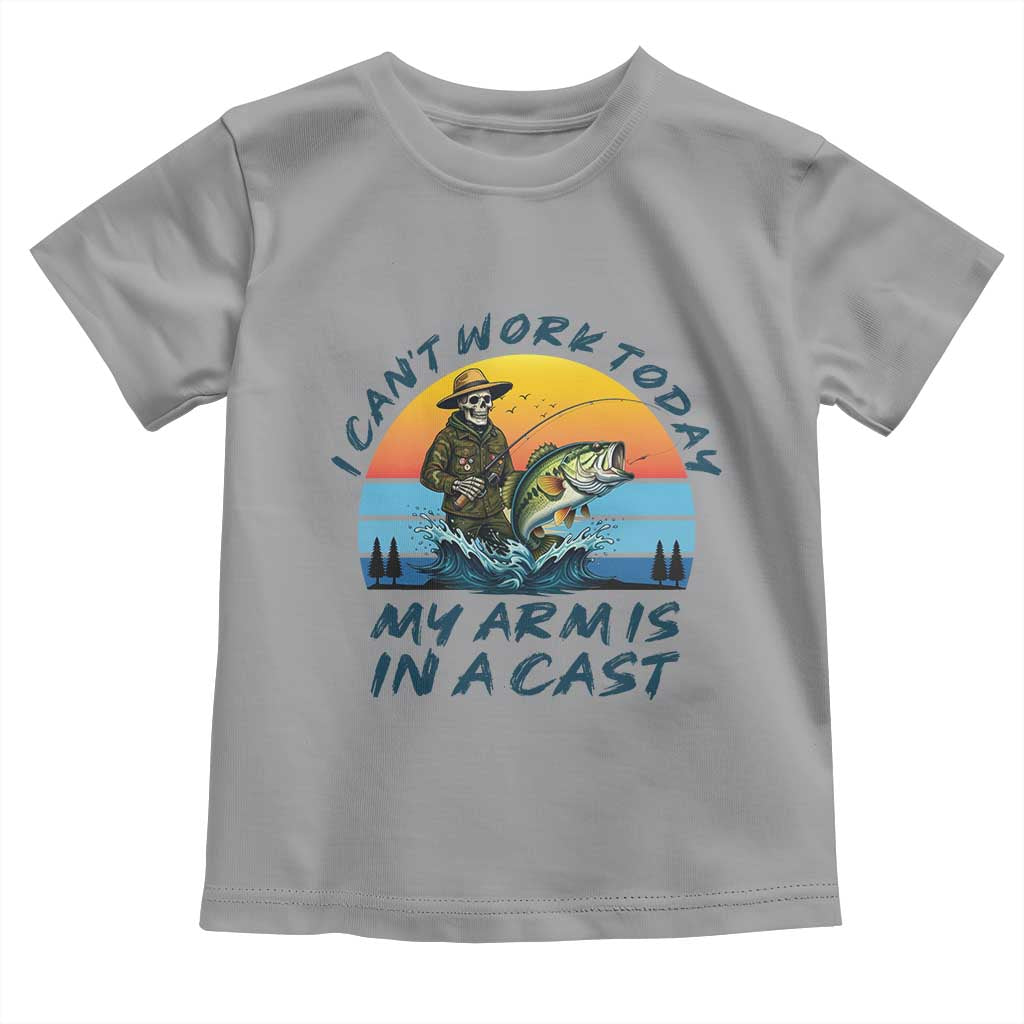 Funny Skeleton Camo Fishing Toddler T Shirt I Can Not Work Today My Arm Is In A Cast - Wonder Print Shop