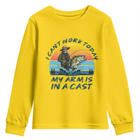 Funny Skeleton Camo Fishing Youth Sweatshirt I Can Not Work Today My Arm Is In A Cast - Wonder Print Shop