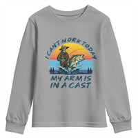 Funny Skeleton Camo Fishing Youth Sweatshirt I Can Not Work Today My Arm Is In A Cast - Wonder Print Shop