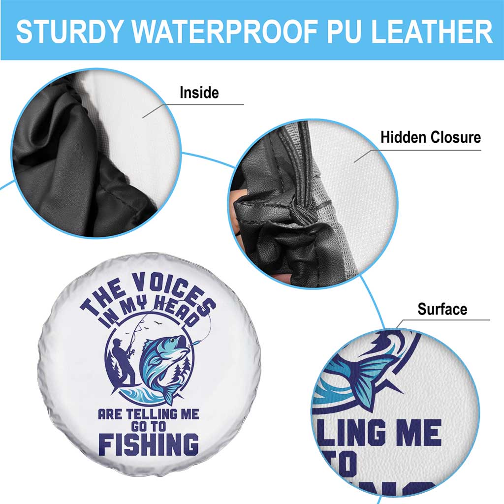 Funny Fisherman Spare Tire Cover The Voices In My Head Are Telling Me To Go Fishing - Wonder Print Shop