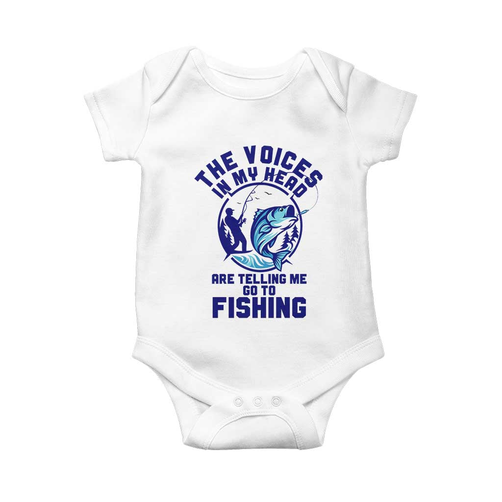 Funny Fisherman Baby Onesie The Voices In My Head Are Telling Me To Go Fishing - Wonder Print Shop