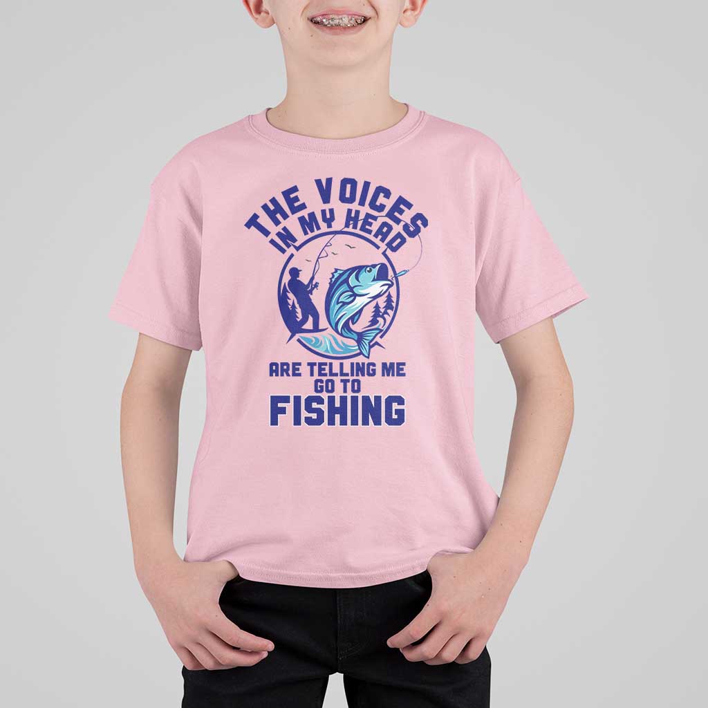 Funny Fisherman T Shirt For Kid The Voices In My Head Are Telling Me To Go Fishing - Wonder Print Shop