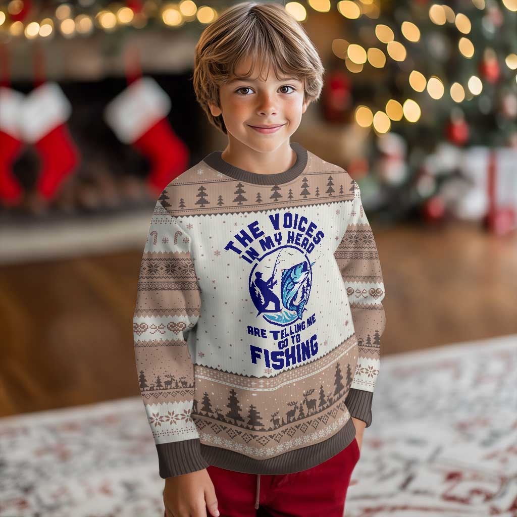 Funny Fisherman Ugly Christmas Sweater The Voices In My Head Are Telling Me To Go Fishing - Wonder Print Shop