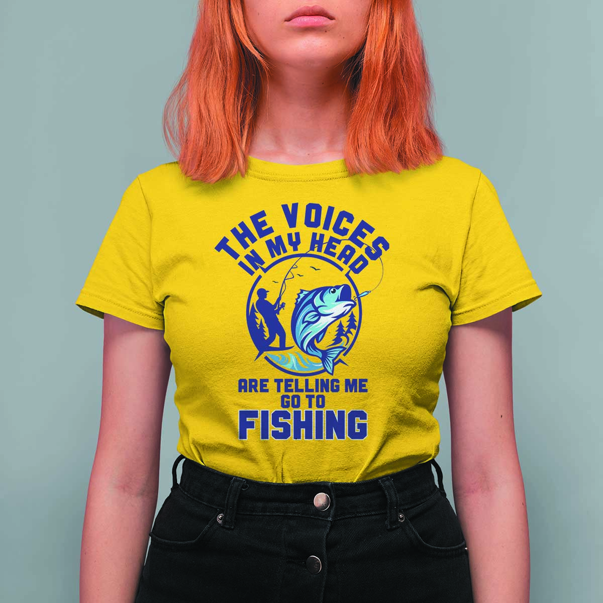 Funny Fisherman T Shirt For Women The Voices In My Head Are Telling Me To Go Fishing - Wonder Print Shop