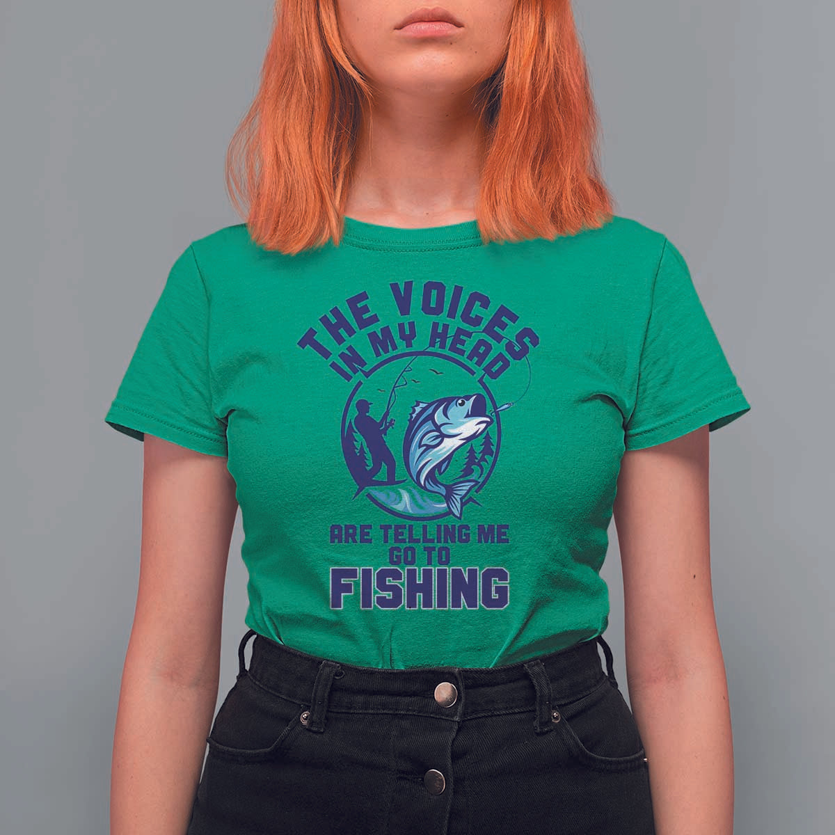 Funny Fisherman T Shirt For Women The Voices In My Head Are Telling Me To Go Fishing - Wonder Print Shop