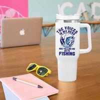 Funny Fisherman Tumbler With Handle The Voices In My Head Are Telling Me To Go Fishing - Wonder Print Shop