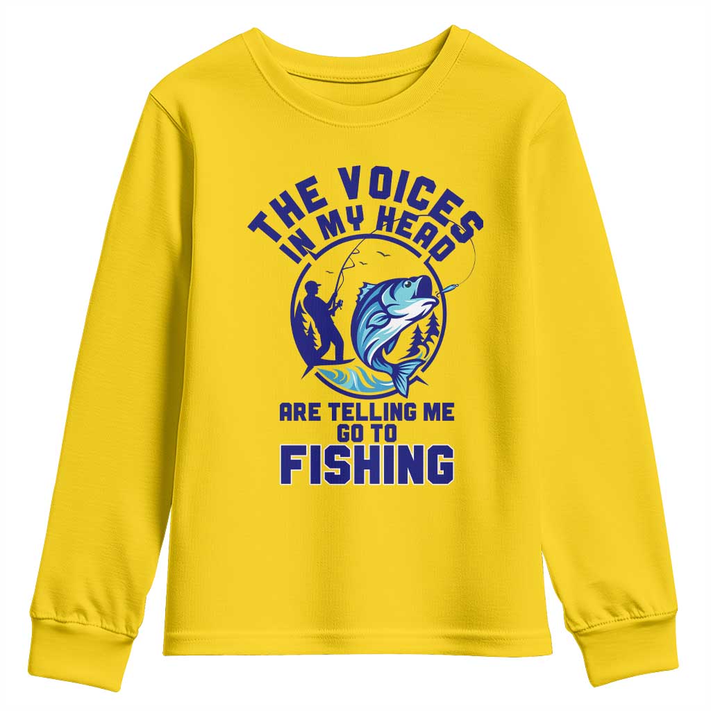 Funny Fisherman Youth Sweatshirt The Voices In My Head Are Telling Me To Go Fishing - Wonder Print Shop