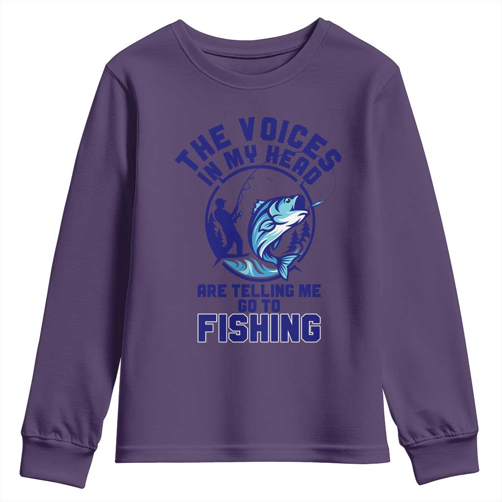 Funny Fisherman Youth Sweatshirt The Voices In My Head Are Telling Me To Go Fishing - Wonder Print Shop