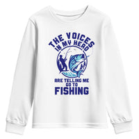 Funny Fisherman Youth Sweatshirt The Voices In My Head Are Telling Me To Go Fishing - Wonder Print Shop