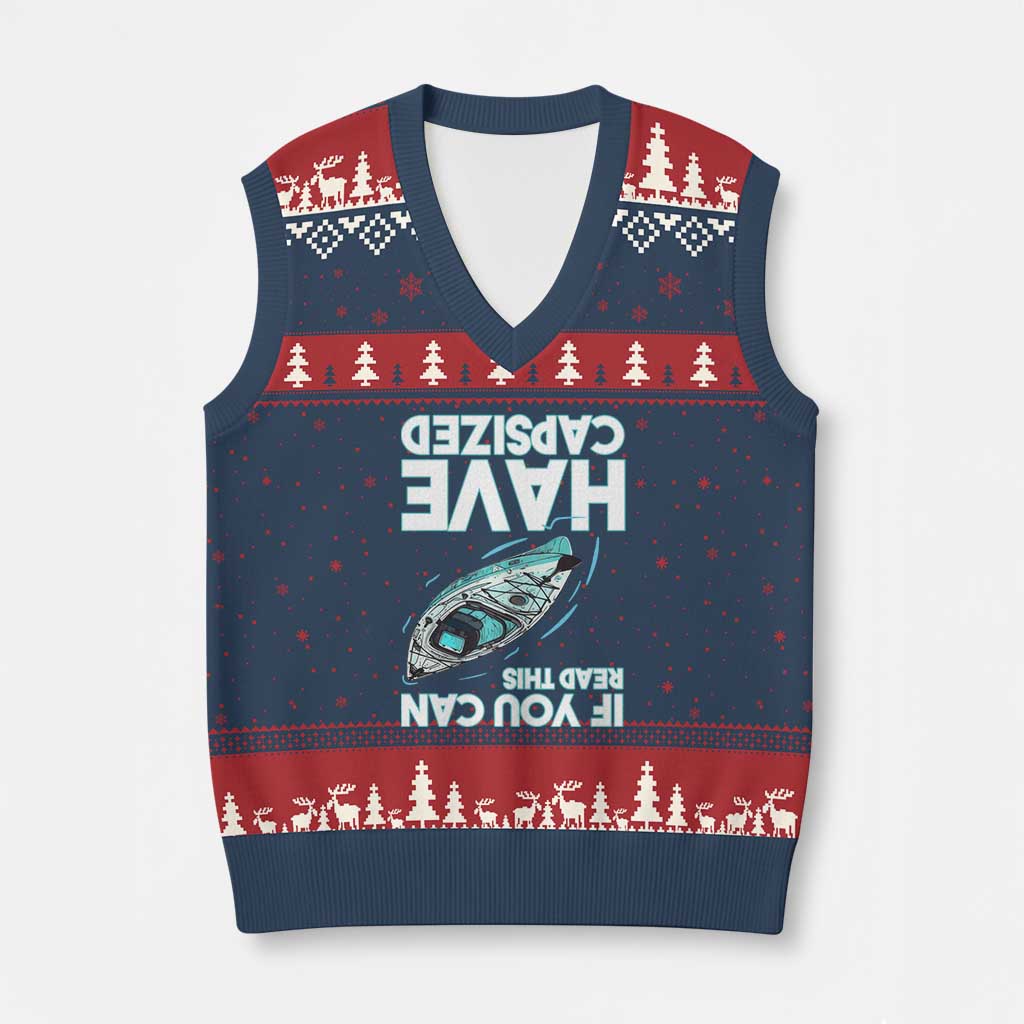 If You Can Read This I Have Capsized V-Neck Knit Sweater Vest Funny Boating - Wonder Print Shop