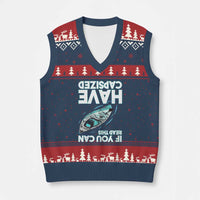 If You Can Read This I Have Capsized V-Neck Knit Sweater Vest Funny Boating - Wonder Print Shop