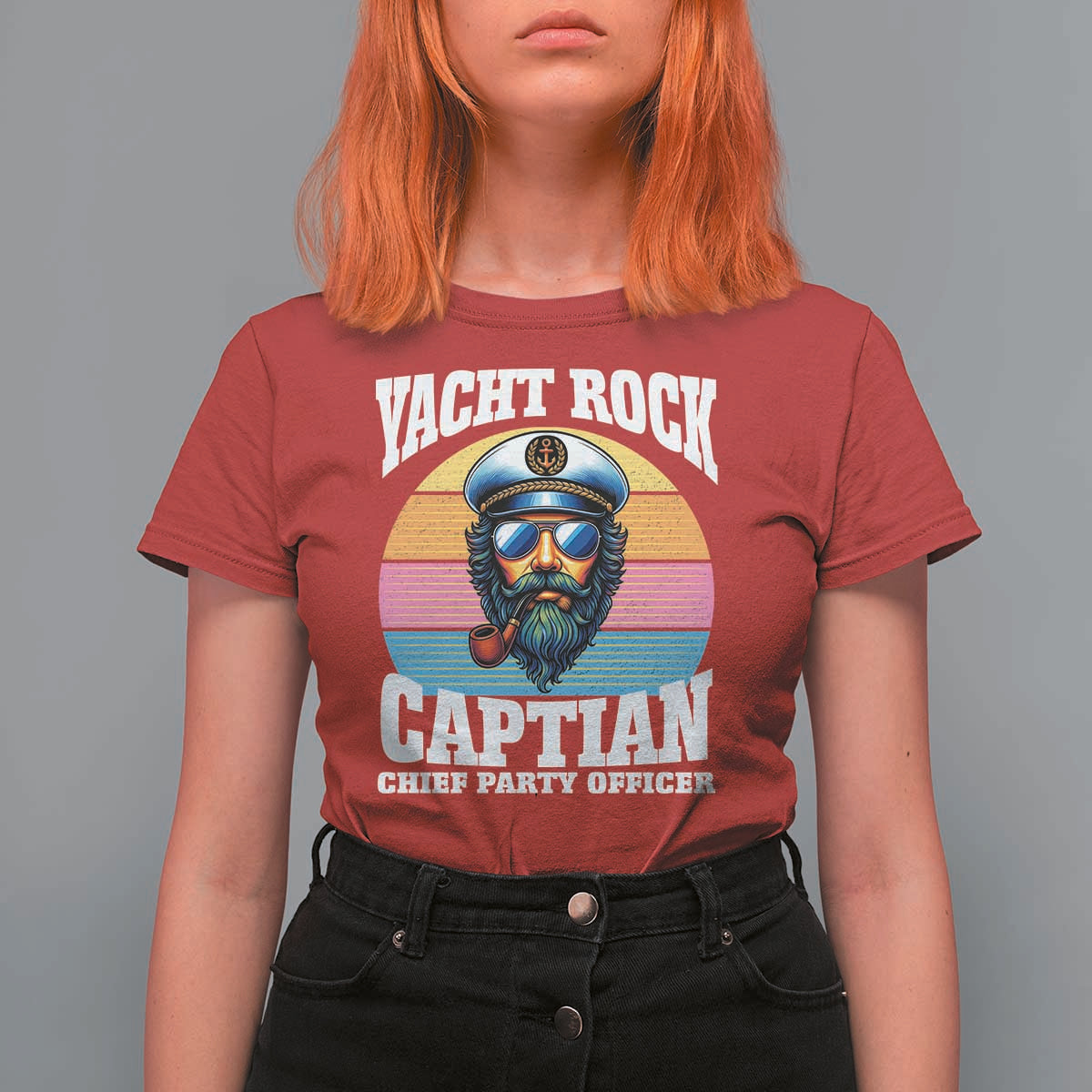 Yacht Rock Captain T Shirt For Women Funny Boating Party Music - Wonder Print Shop