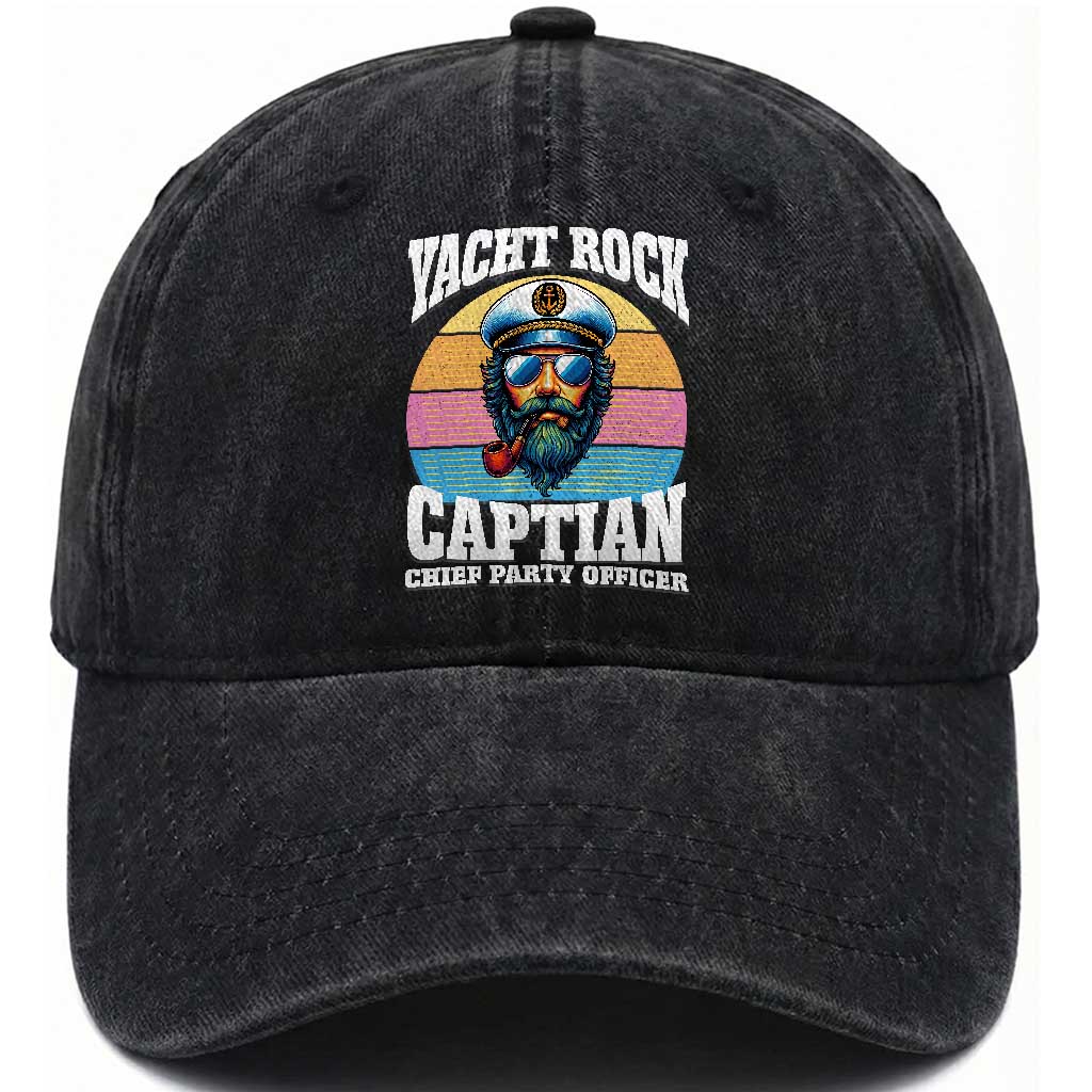 Yacht Rock Captain Washed Cotton Baseball Cap Funny Boating Party Music