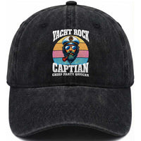 Yacht Rock Captain Washed Cotton Baseball Cap Funny Boating Party Music