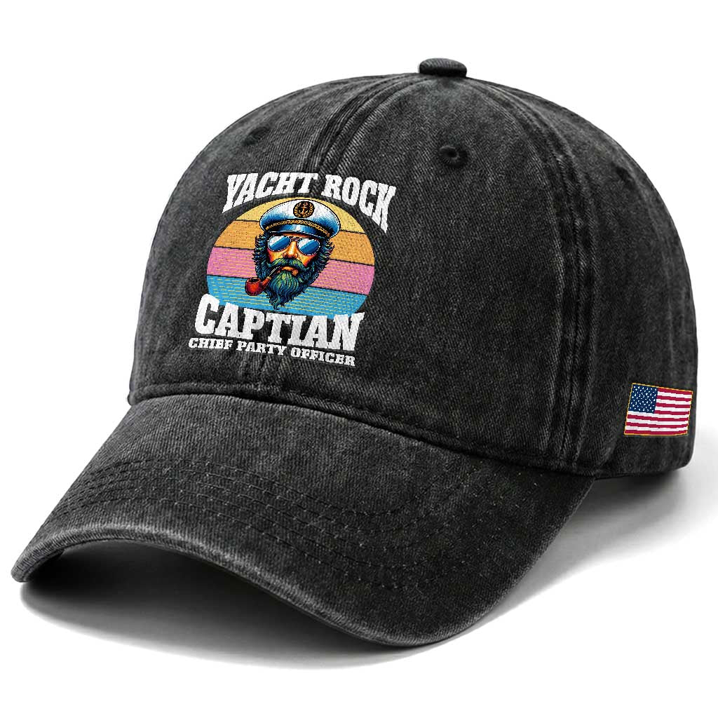 Yacht Rock Captain Washed Cotton Baseball Cap Funny Boating Party Music