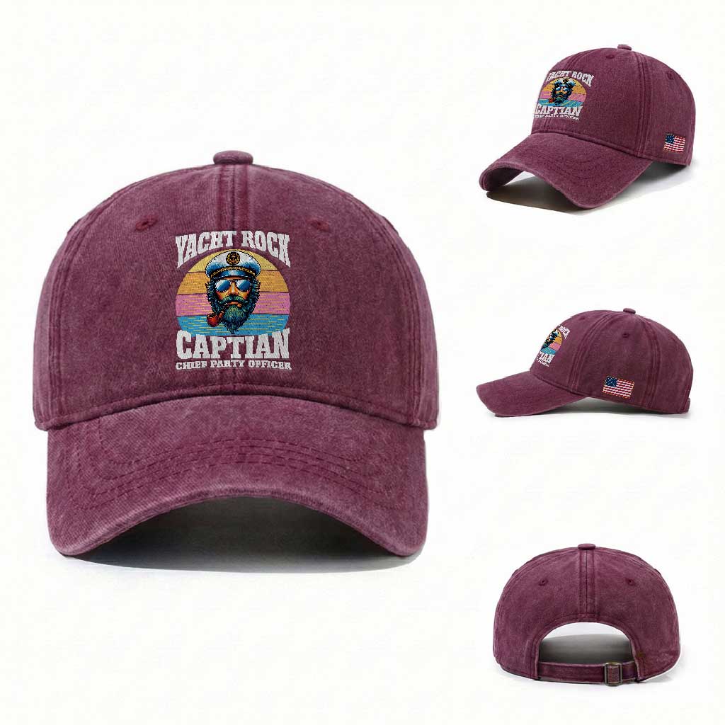 Yacht Rock Captain Washed Cotton Baseball Cap Funny Boating Party Music
