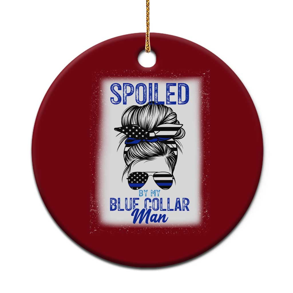 Blue Collar Wife Life Messy Bun Ceramic Ornament - Wonder Print Shop