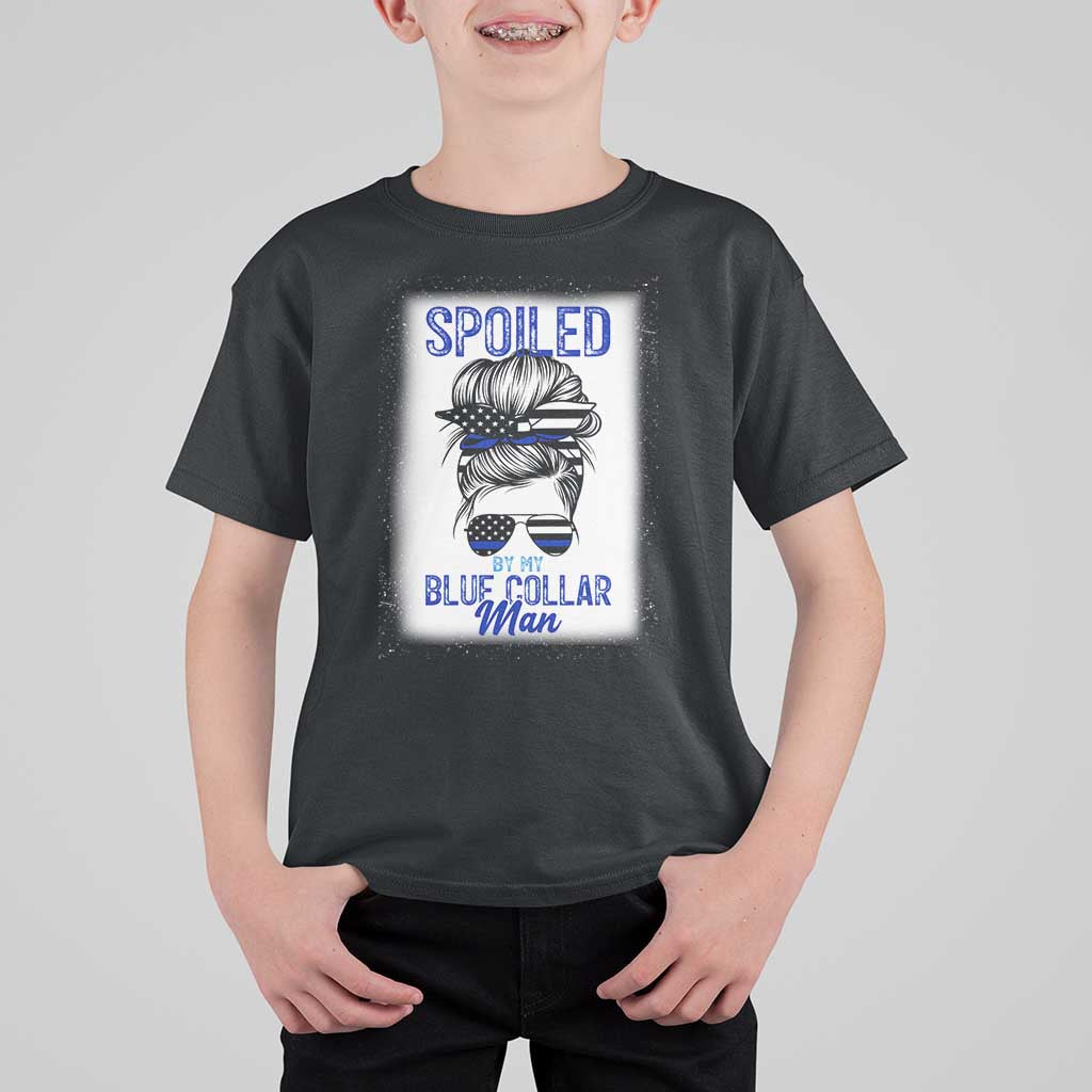 Blue Collar Wife Life Messy Bun T Shirt For Kid - Wonder Print Shop