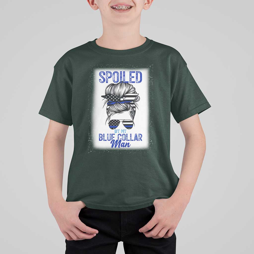 Blue Collar Wife Life Messy Bun T Shirt For Kid - Wonder Print Shop
