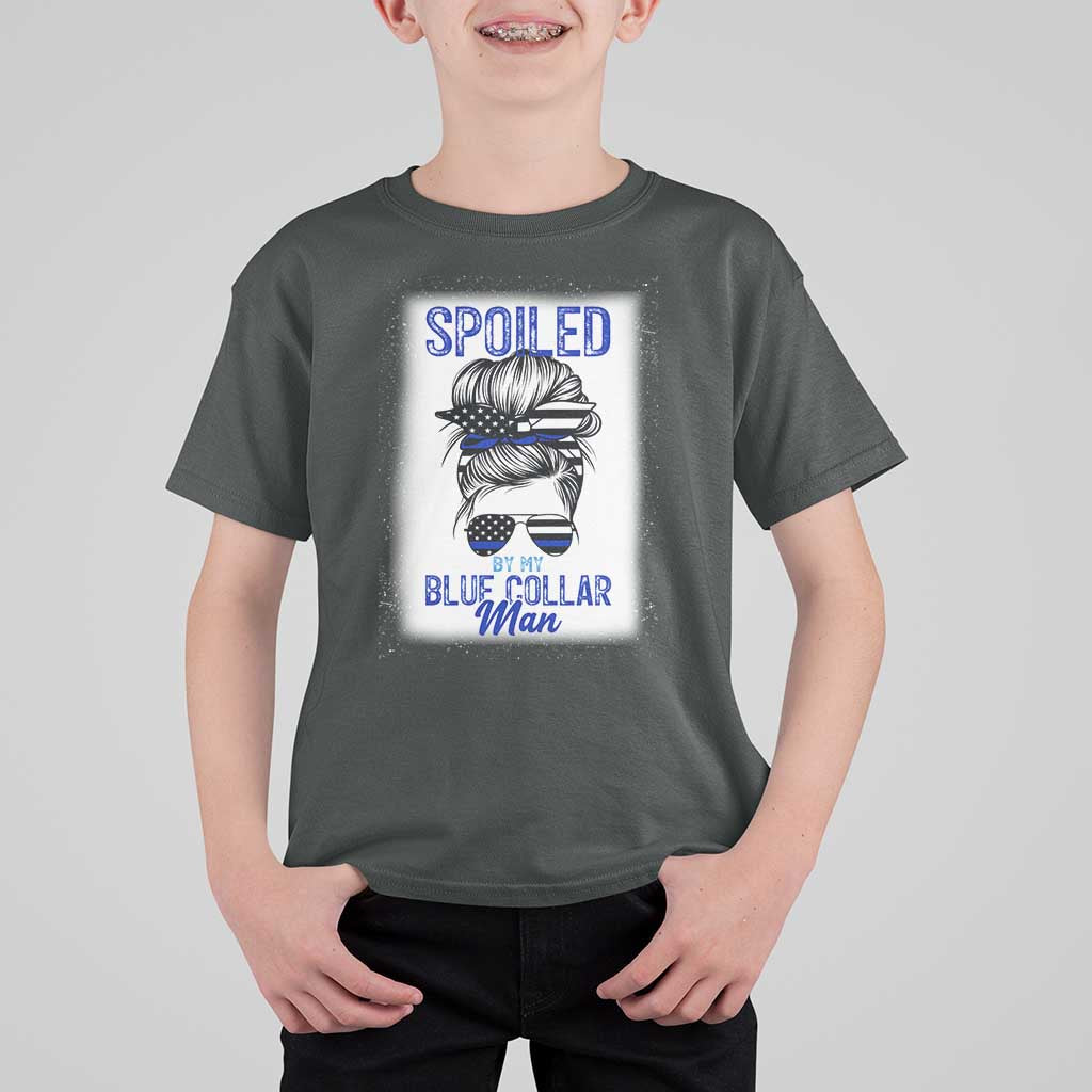Blue Collar Wife Life Messy Bun T Shirt For Kid - Wonder Print Shop