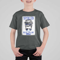 Blue Collar Wife Life Messy Bun T Shirt For Kid - Wonder Print Shop