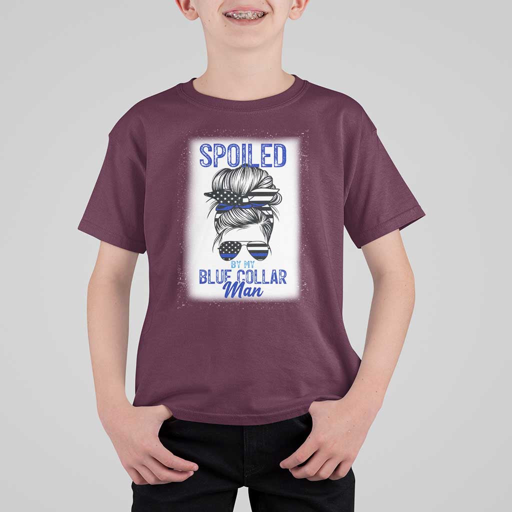 Blue Collar Wife Life Messy Bun T Shirt For Kid - Wonder Print Shop
