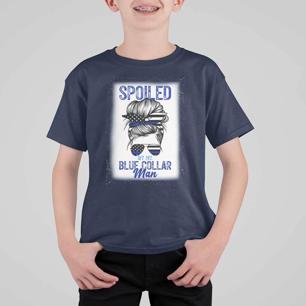 Blue Collar Wife Life Messy Bun T Shirt For Kid - Wonder Print Shop