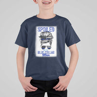Blue Collar Wife Life Messy Bun T Shirt For Kid - Wonder Print Shop