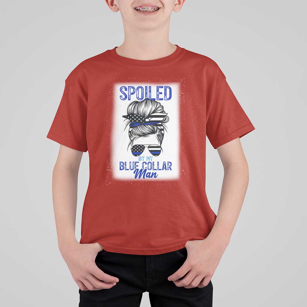 Blue Collar Wife Life Messy Bun T Shirt For Kid - Wonder Print Shop