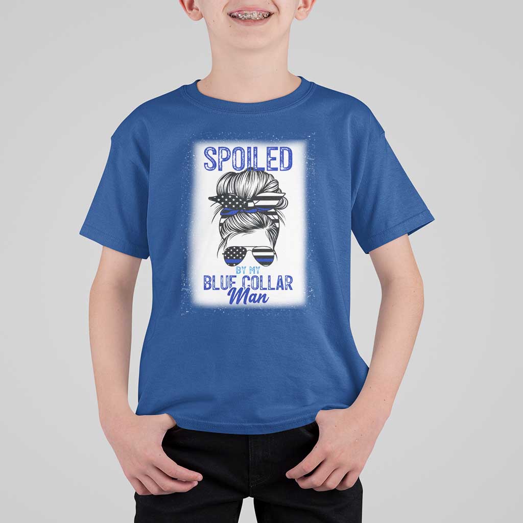 Blue Collar Wife Life Messy Bun T Shirt For Kid - Wonder Print Shop