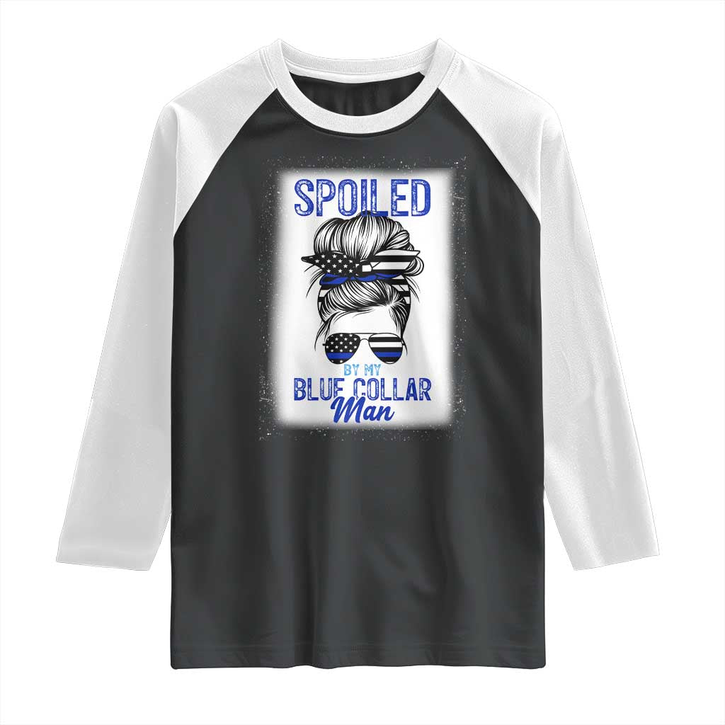 Blue Collar Wife Life Messy Bun Raglan Shirt - Wonder Print Shop