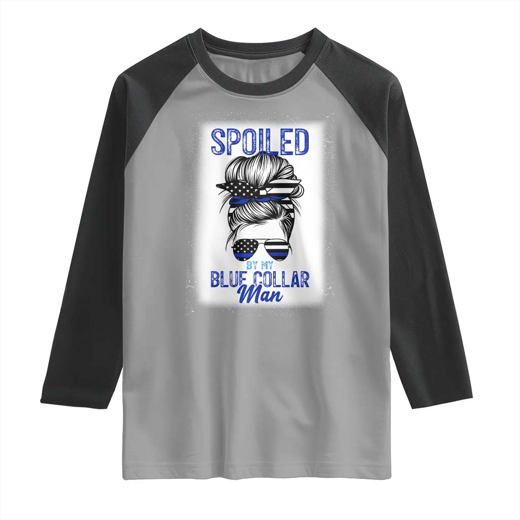 Blue Collar Wife Life Messy Bun Raglan Shirt - Wonder Print Shop