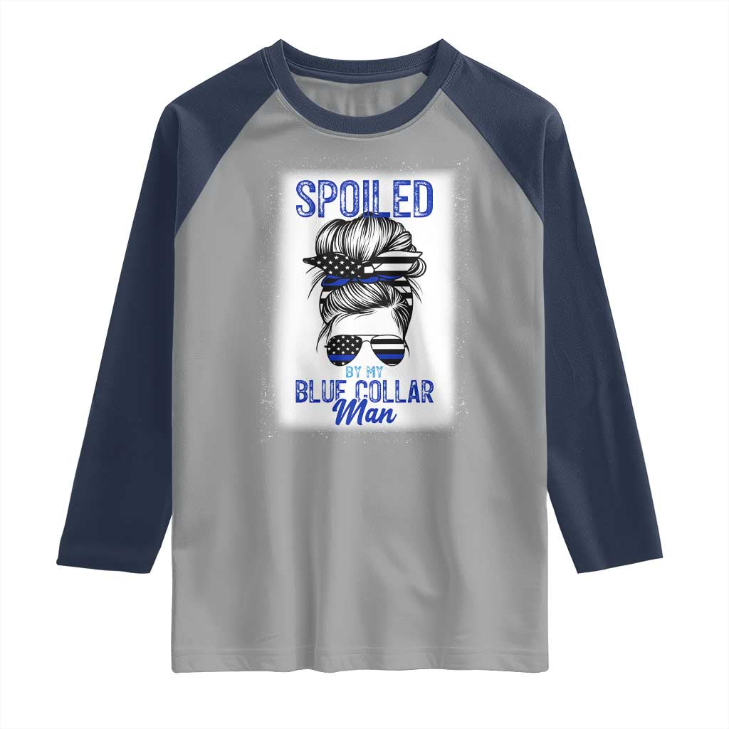 Blue Collar Wife Life Messy Bun Raglan Shirt - Wonder Print Shop