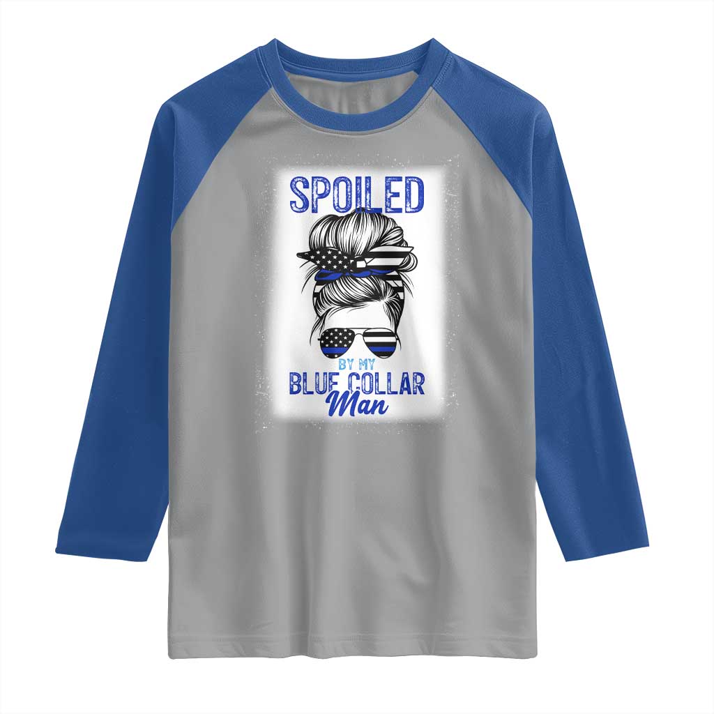 Blue Collar Wife Life Messy Bun Raglan Shirt - Wonder Print Shop