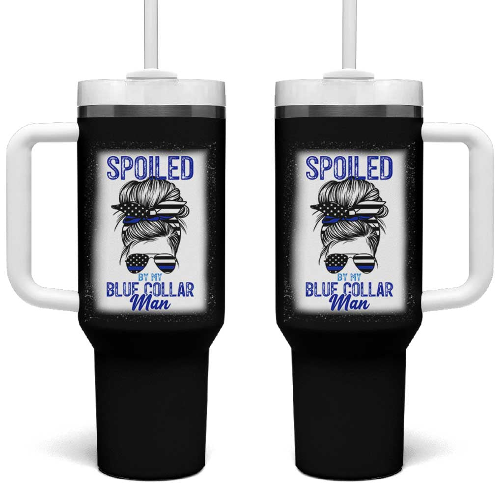 Blue Collar Wife Life Messy Bun Tumbler With Handle - Wonder Print Shop