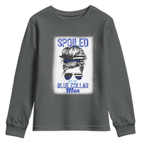 Blue Collar Wife Life Messy Bun Youth Sweatshirt - Wonder Print Shop